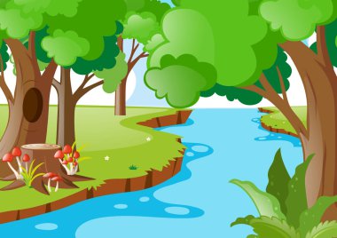 Ormandaki nehir ile doğa manzara