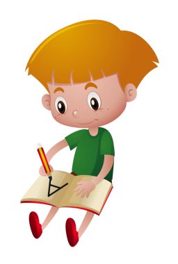 Küçük çocuk defter üzerinde yazma