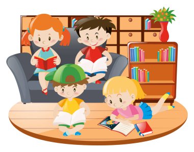 Çocuk odasında kitap okuma