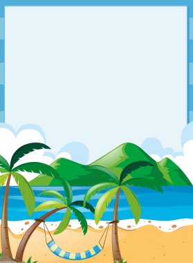 Plaj arka plan ile sınır şablonu