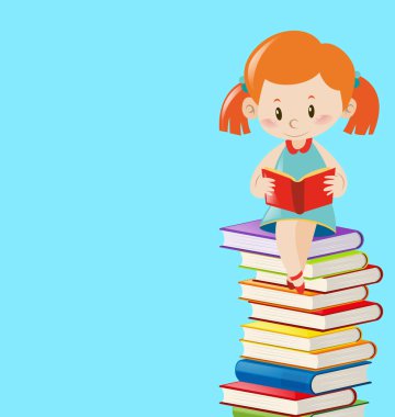 Kitap okuma kız ile arka plan şablonu