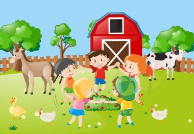 Gruptaki bir dairede elele çocuk