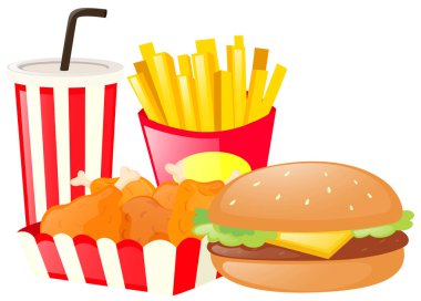 Hamburger ve patates kızartması ile öğle yemeği