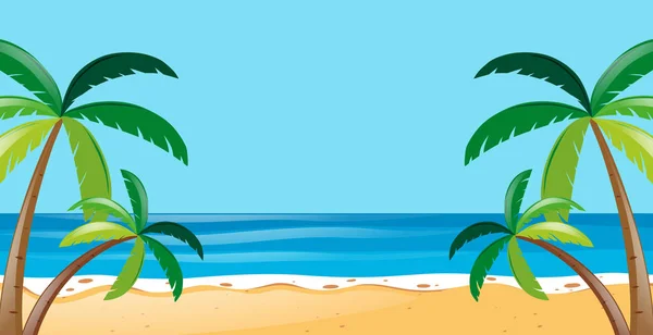 Escena natural con árboles en la playa — Vector de stock