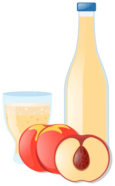 Peach and juice in glass — Stock Vector
