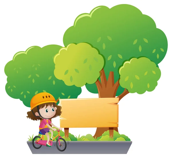 Chica montar en bicicleta en el parque — Vector de stock