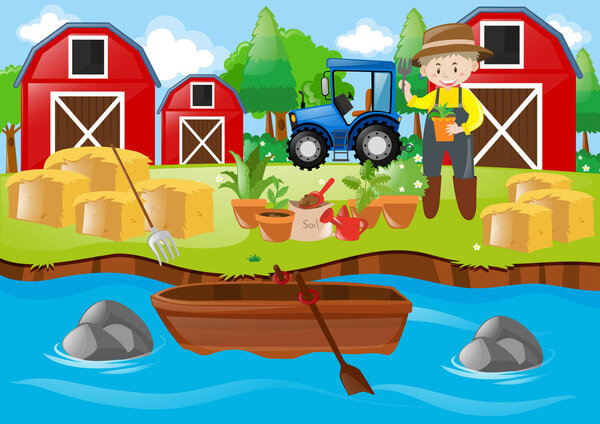 Farmer working in the farm