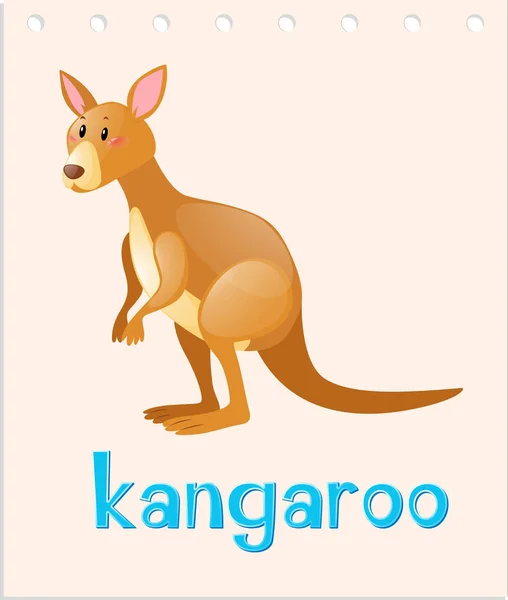 Vahşi kanguru ile Wordcard — Stok Vektör