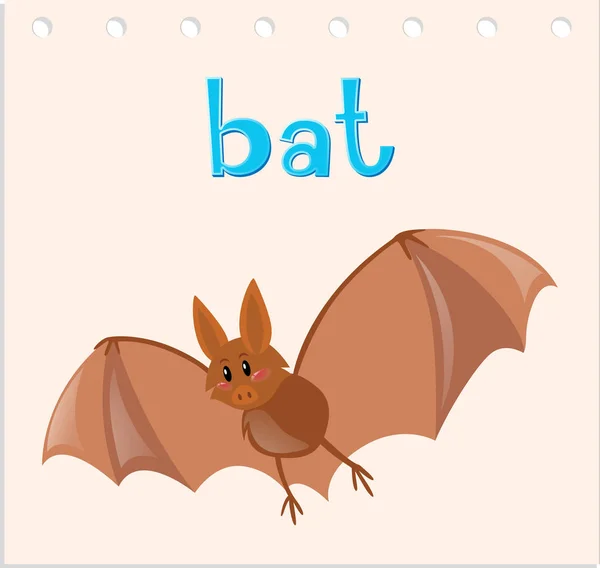 Wordcard para murciélago salvaje — Vector de stock