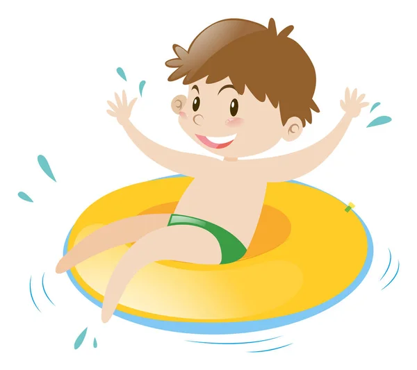 Little boy sitting on floating ring — Stock Vector