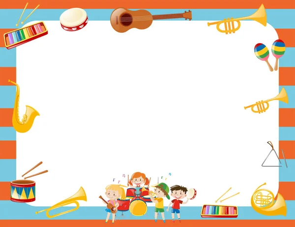 Border template with musical instruments — Stock Vector