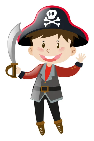 Niño vestido con traje de pirata — Vector de stock
