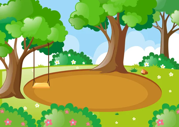 Parku scéna s houpačkou na stromě — Stockový vektor
