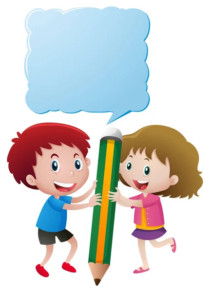 Boy and girl with speech bubble — Stock Vector
