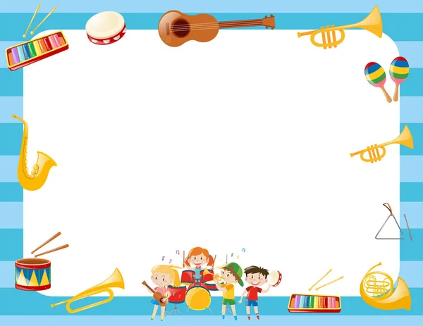 Plantilla de frontera con instrumentos musicales — Vector de stock