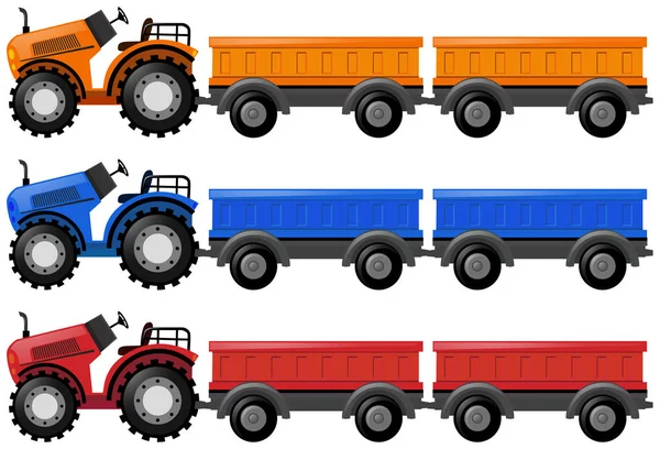 Traktörler ve vagon arabaları — Stok Vektör