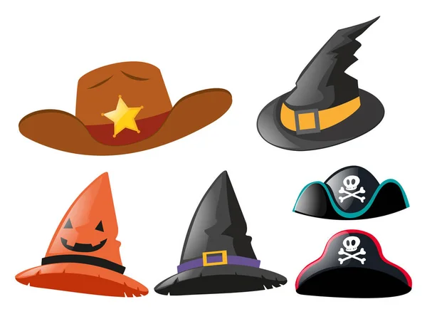 Verschillende ontwerpen van hoeden — Stockvector