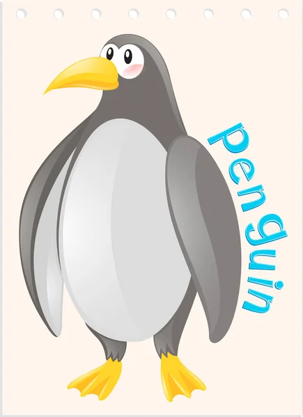 Wordcard dla cute pingwina — Wektor stockowy