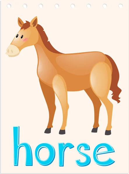 Word card with brown horse — Stock Vector