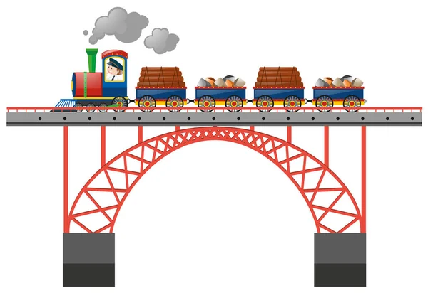 鉄道橋の上商品を搭載 — ストックベクタ