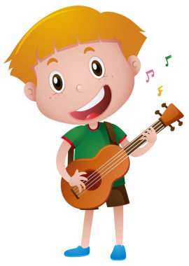 Küçük çocuk oyun gitar yalnız