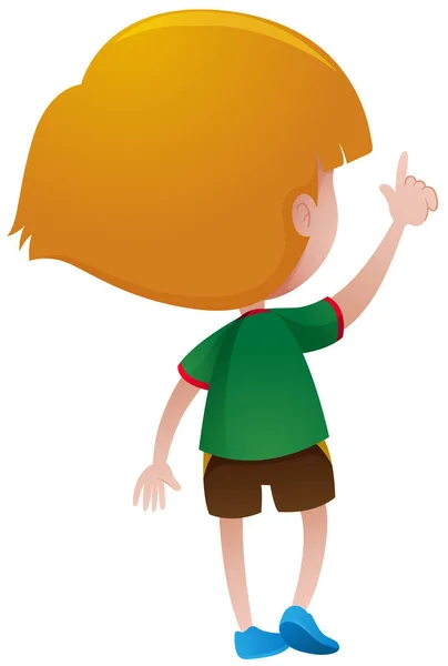 Parte posterior de niño en camisa verde — Vector de stock