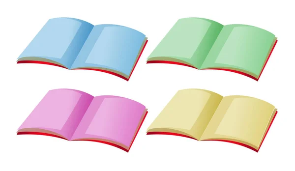 四本书用不同的颜色页 — 图库矢量图片