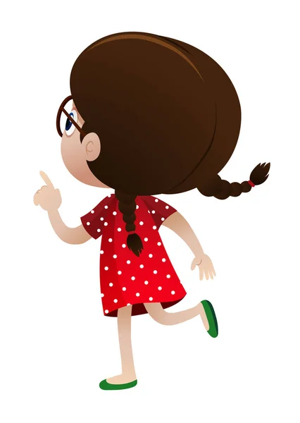 Back of little girl dressed in red — Stock Vector