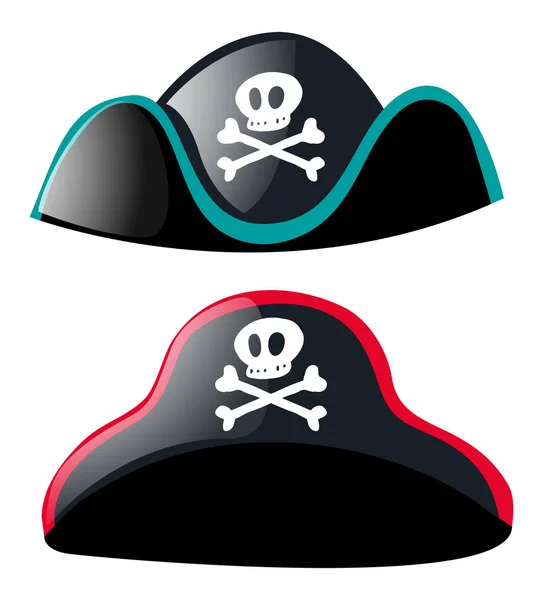 Dos sombreros piratas sobre fondo blanco — Archivo Imágenes Vectoriales