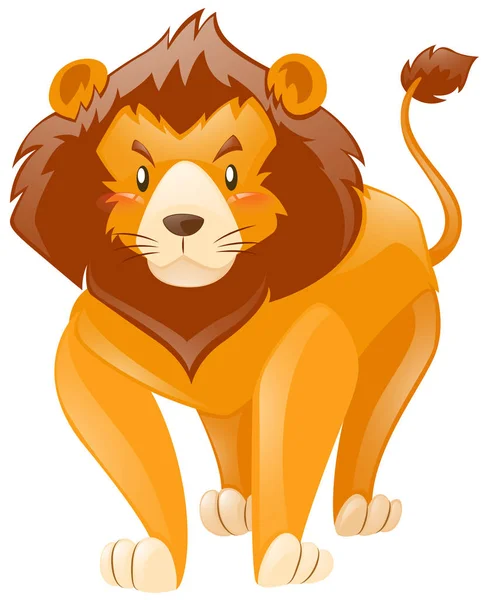 白い背景の上の野生のライオン — ストックベクタ