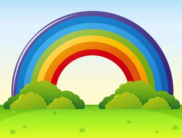 Arco iris sobre el parque verde — Vector de stock