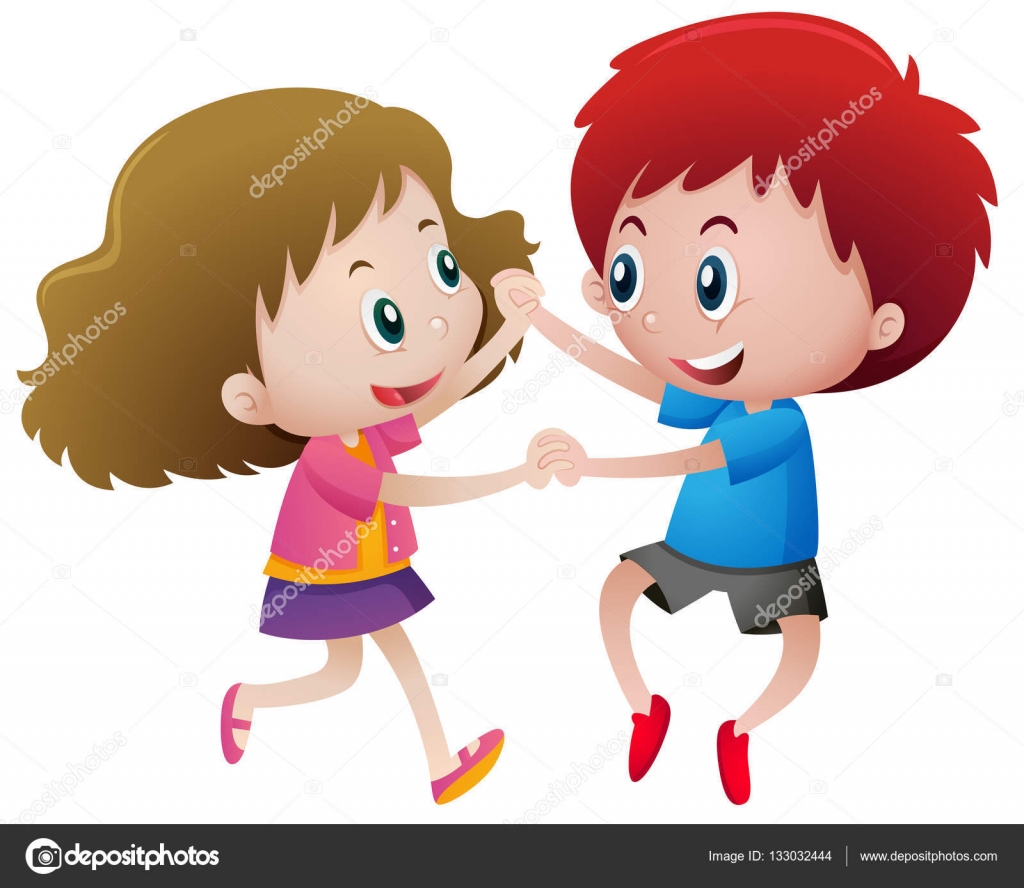 Two kids holding hands — Stock Vector © brgfx #133032444