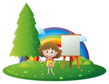 Mutlu kız bahçede resim