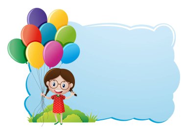 Kız ve balon ile sınır şablonu