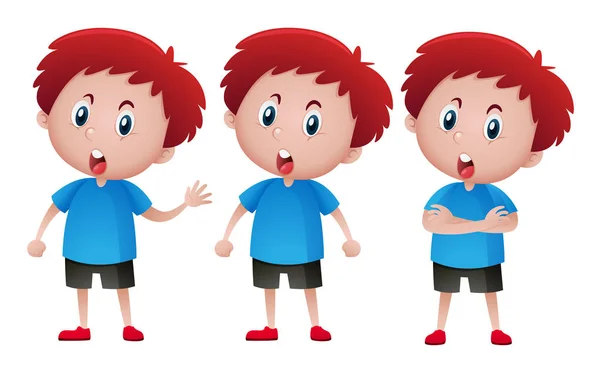 Αγόρι με κόκκινα μαλλιά σε τρεις πράξεις — Διανυσματικό Αρχείο