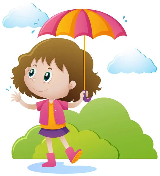 Девушка с зонтиком в парке — стоковый вектор