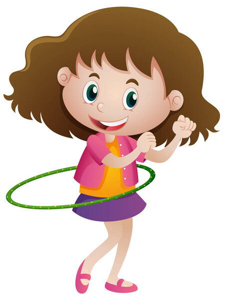 Little girl playing hulahoop alone
