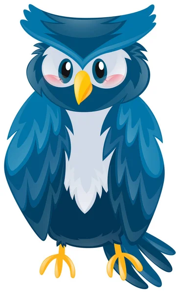 Cute owl with blue feather — Stock Vector