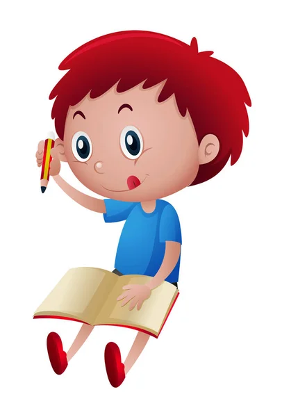 Malý chlapec psaní na notebooku — Stockový vektor