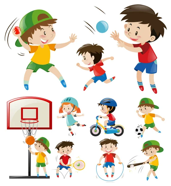 Kids doing different types of sports — Stock Vector