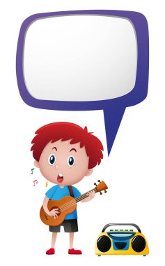 Konuşma balonu şablon çocuk gitar çalmak
