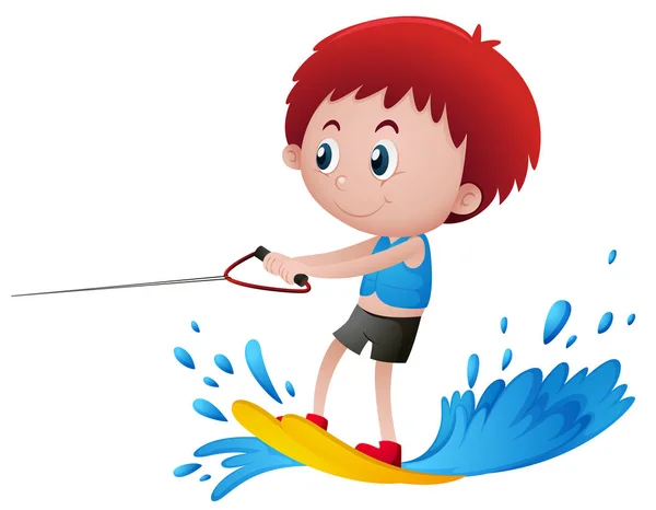 水上スキーを弾いている少年 — ストックベクタ