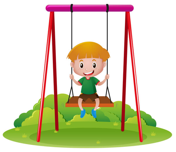 Happy boy on swing
