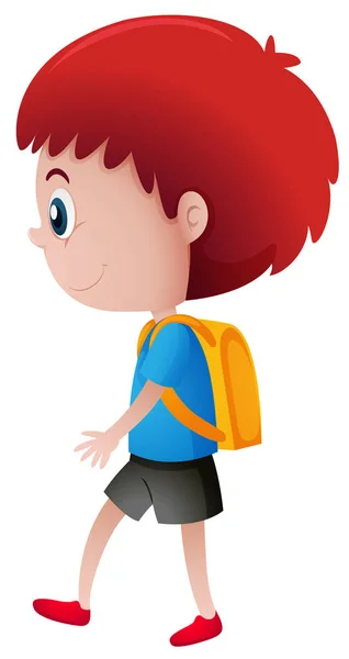 黄色のバックパックを持つ学校少年 — ストックベクタ