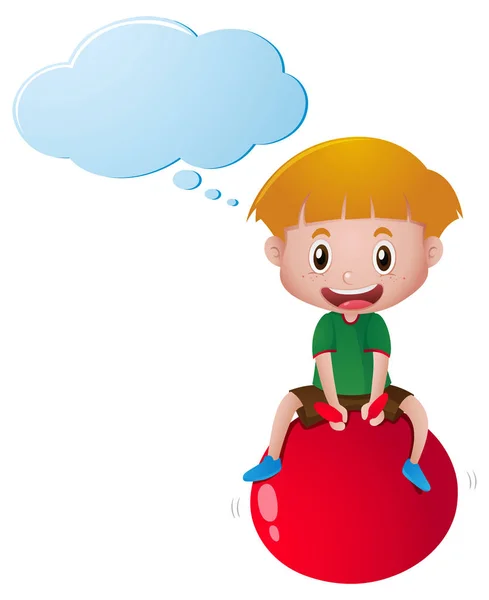 Beszéd buborék sablon fiú a piros labdát — Stock Vector