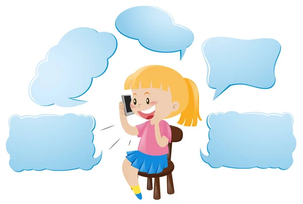 Šablona řeči bublina s holkou mluvit na telefonu — Stockový vektor