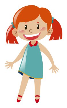 Sevimli kız mavi elbise ayakta