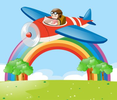 Park manzaralı gökyüzünde uçan uçak