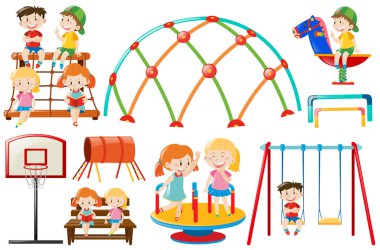 Oyun alanında farklı oyun istasyonları