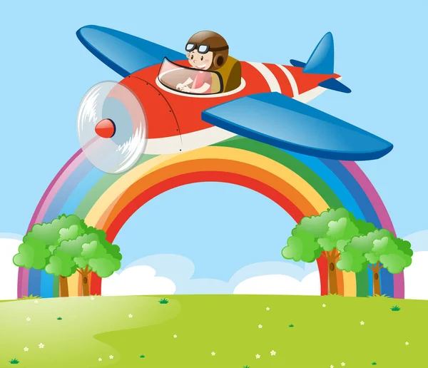 Park manzaralı gökyüzünde uçan uçak